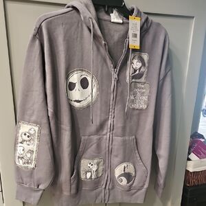 Disney Gray Hoodie with Nightmare Before Christmas Characters Sz M